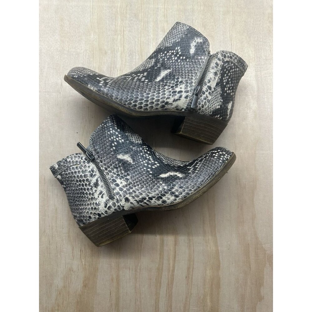 Lucky Brand Women’s 7 M Basel Snakeskin Ankle Boots Side Zip‎ Leather Booties